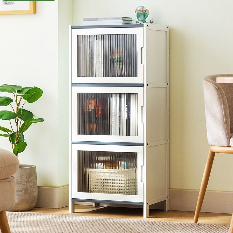 Rectangle Contemporary Cabinet with Glass Doors in Whiet,16.93" Long Clearhalo 'Cabinets & Chests' 'cabinets_chests' 'furn' 'furn_cabinets_chests' 'Furniture' 'Living Room Furniture' 1200x1200_55385421-33fe-4021-aefc-2faf8272864f