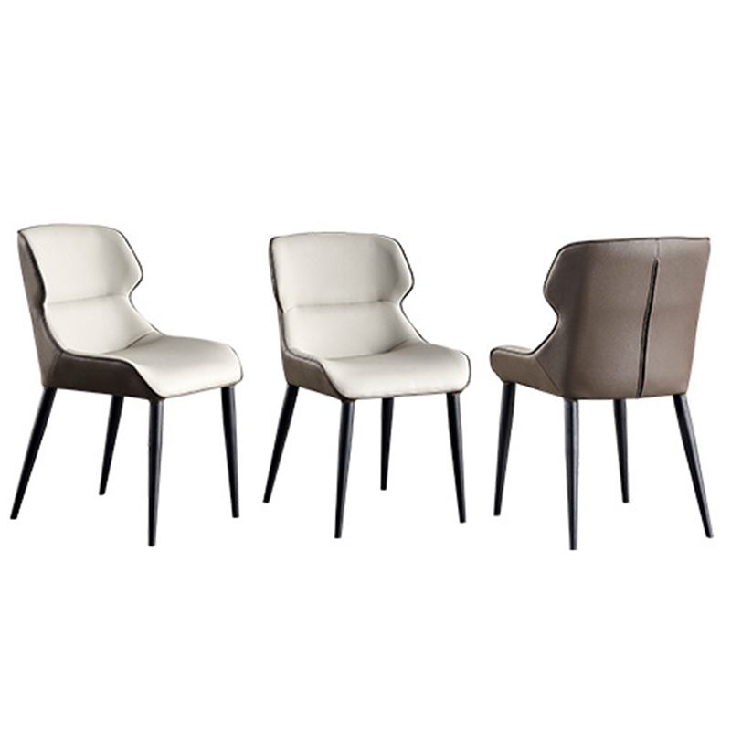 工業スタイルのフェイクレザーチェアアームサイドチェアと金属製の脚