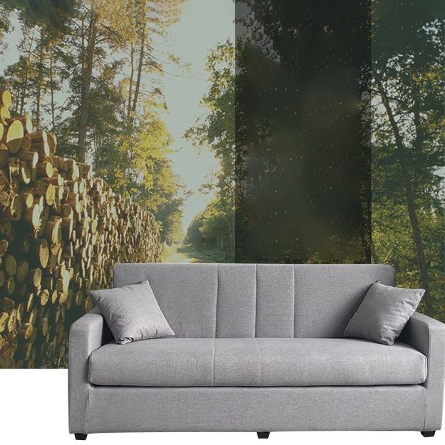 Salon contemporain biscuit arrière carré bras argent canapé stationnaire