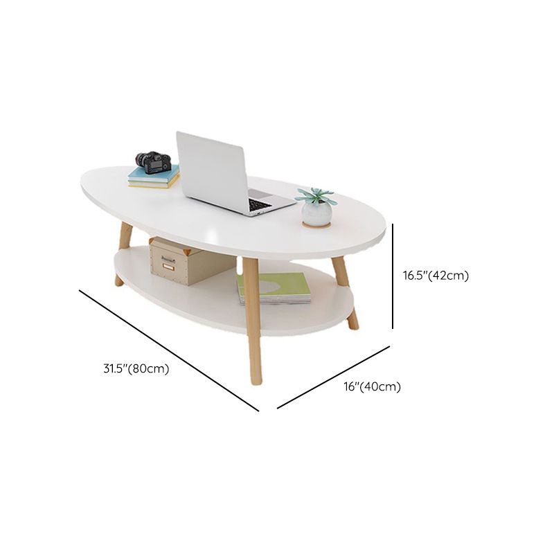 Contemporary Wooden Coffee Table 4 Legs Cocktail Table with Shelf Clearhalo 'Coffee & Accent Tables' 'Coffee Tables' 'coffee_tables' 'furn' 'furn_coffee_tables' 'Furniture' 'Living Room Furniture' 1200x1200_553bacba-bce9-41cf-bfef-98c8acab54f5
