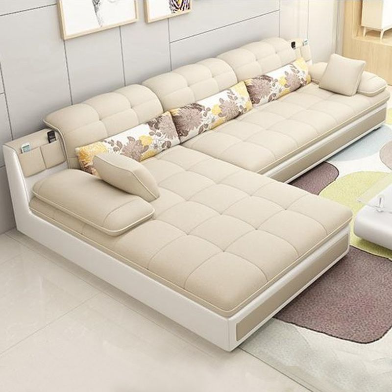 Divano trapuntato nordico con bracciolo cuscino per cinturino posteriore in kaki/verde/grigio sezionale