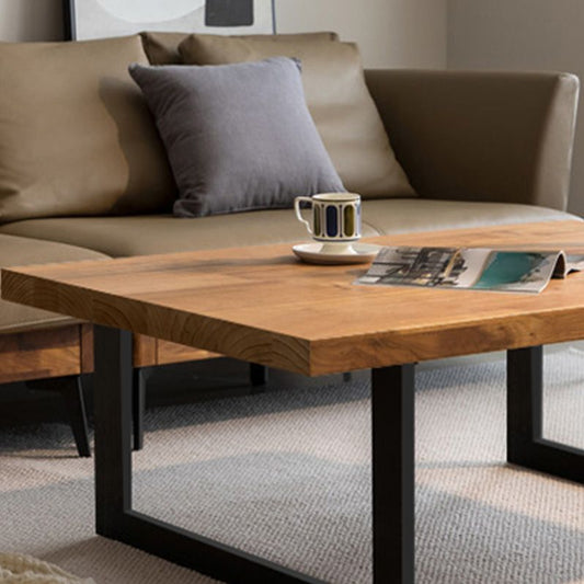 Solid Wood Coffee Table Trestle Medium Wood Coffee Cocktail Table Clearhalo 'Coffee & Accent Tables' 'Coffee Tables' 'coffee_tables' 'furn' 'furn_coffee_tables' 'Furniture' 'Living Room Furniture' 1200x1200_553c5448-96b0-457c-98fa-138c3578f10c