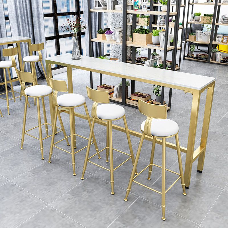 Glam Juego de mesa de bar de 1/2/5 piezas, mesa de bar rectangular con taburetes altos de metal para el hogar