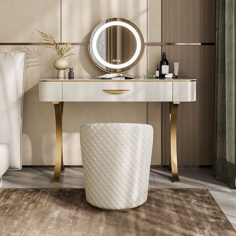 Glam Massivholz Waschtisch und Stuhl -Set -Schiefer -Top -Make -up -Zähler