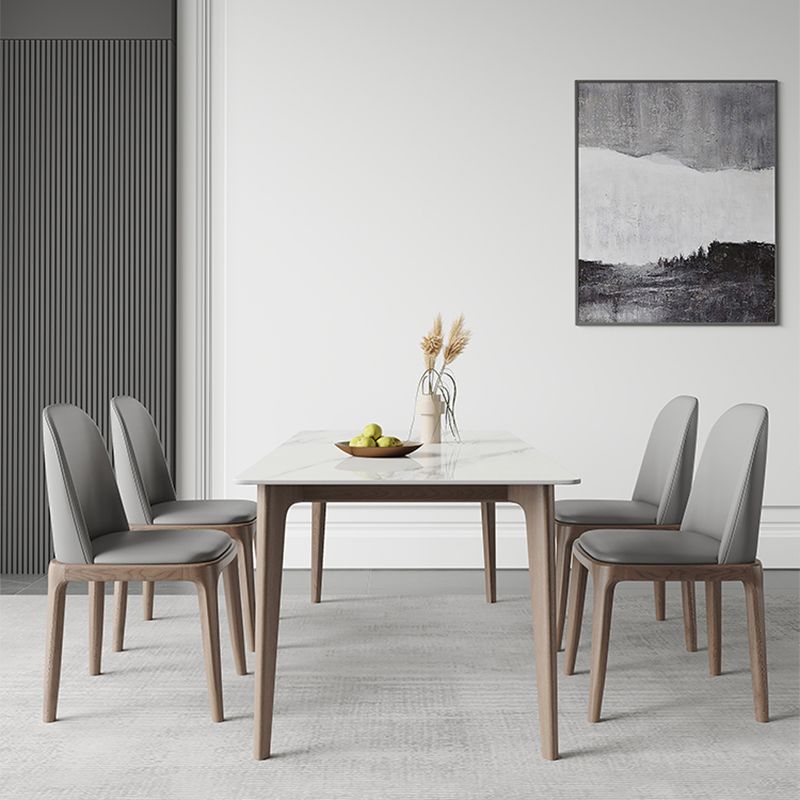 Mesa de comedor Mid-Century Mesa de comedor rectangular de piedra en blanco