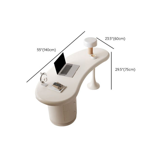 Scrivania da ufficio in legno a forma irregolare scrivania bianca con 2-disegno