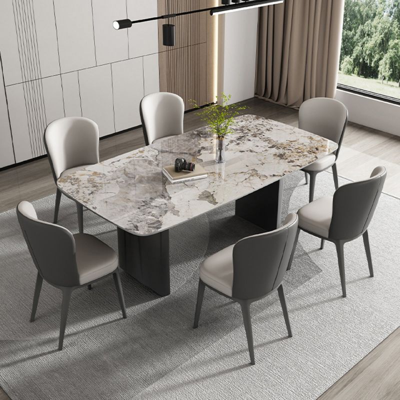 Set da tavolo da pranzo top in pietra 1/2/5/7 pezzi set da pranzo con sedie in pelle