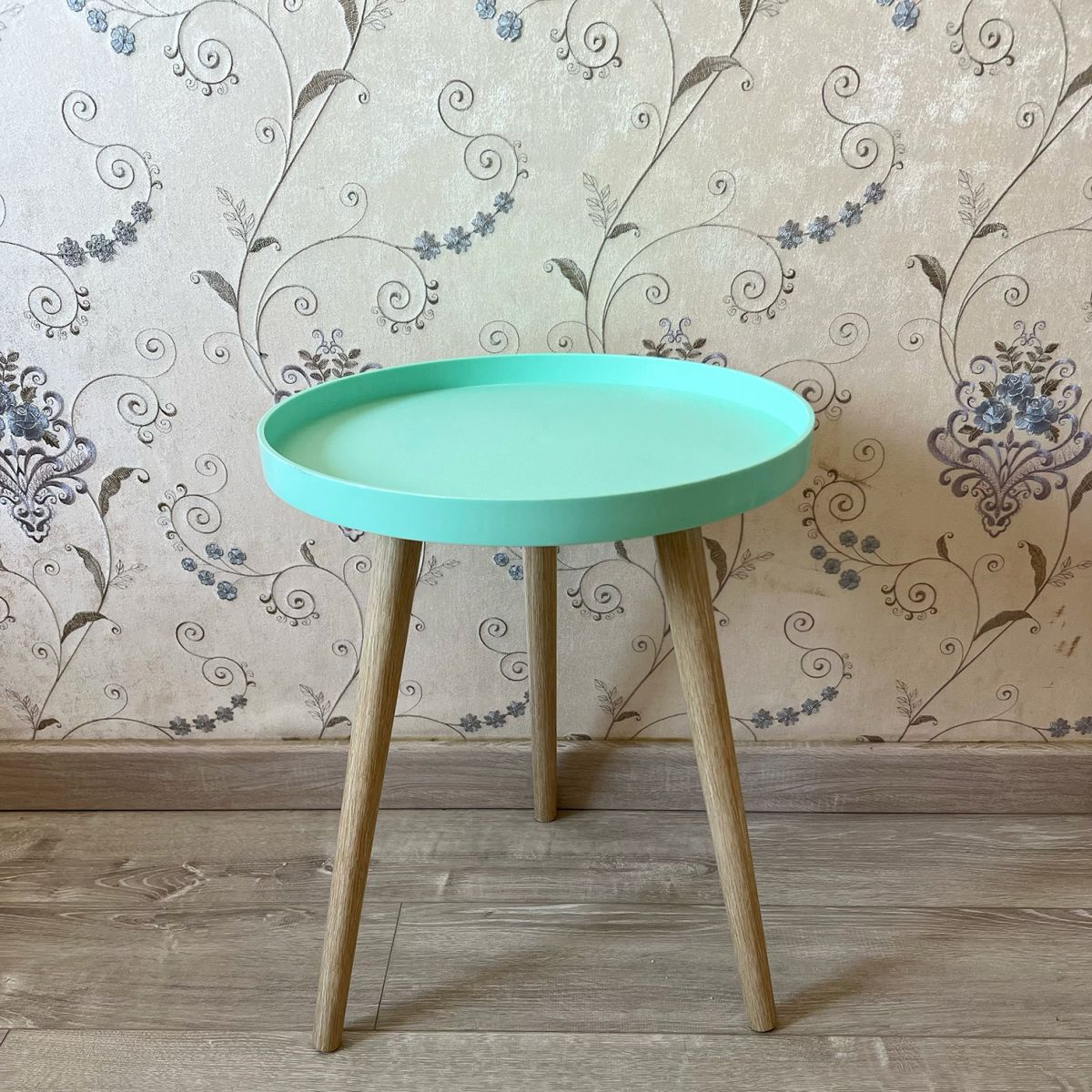 11.75 inch Wide Scandinavian Sofa Side Accent Table Tri Pin Round Side End Table