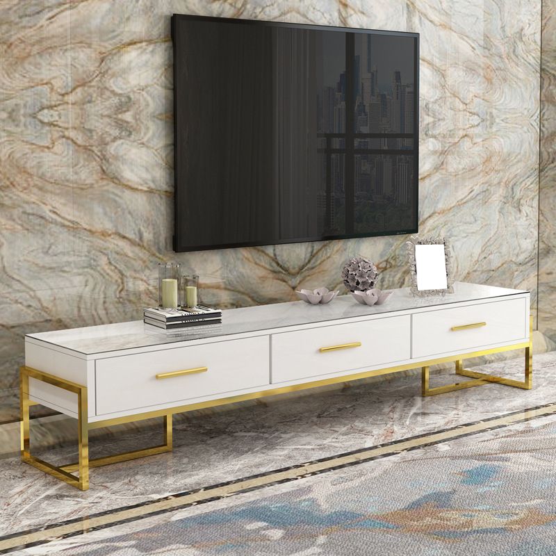 Console multimédia de rangement fermée Console de meuble TV Glam avec 3 tiroirs