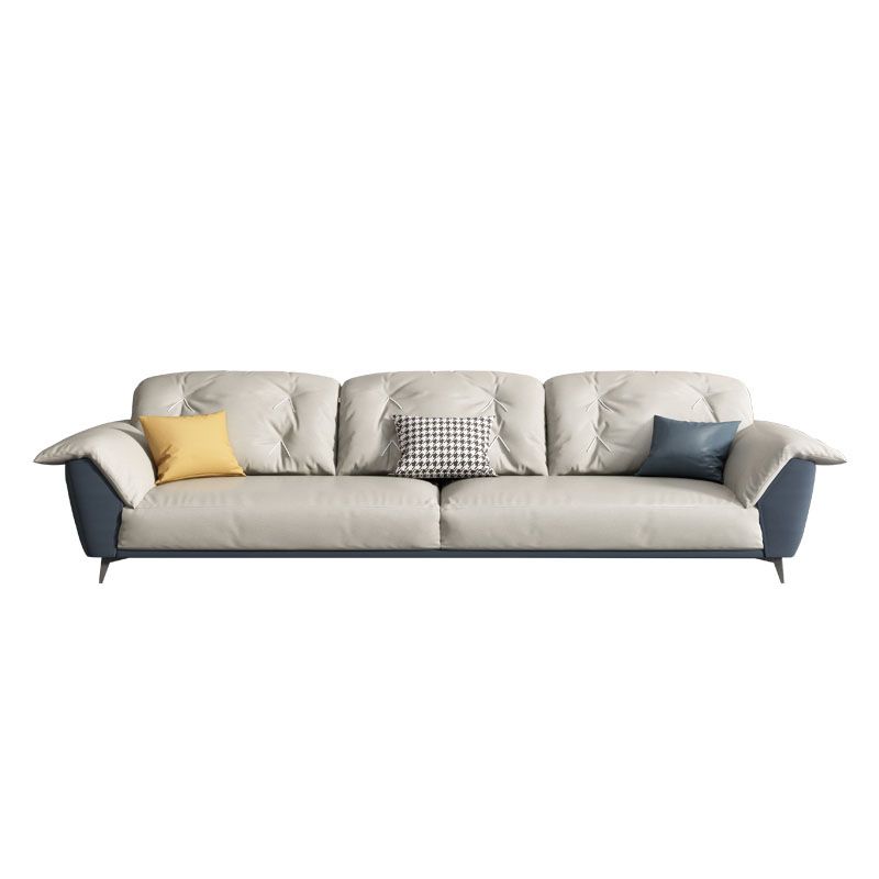 Sewn Pillow Back Sofa Modern Style 34.64" H Faux Leather Sofa Clearhalo 'furn' 'furn_sofas' 'Furniture' 'Living Room Furniture' 'Sofa' 'sofas' 1200x1200_55428e52-5792-4c14-bc86-bc77018e554b