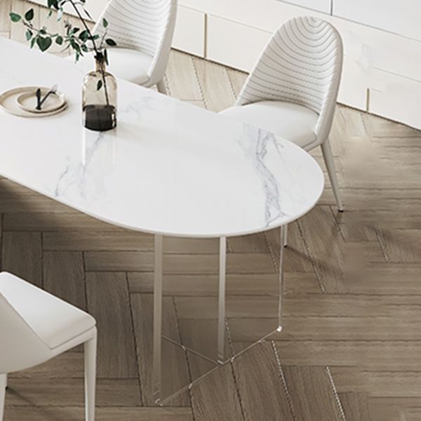 焼結石ダイニングテーブルアクリルベースのあるモダンスタイルのダイニングテーブル