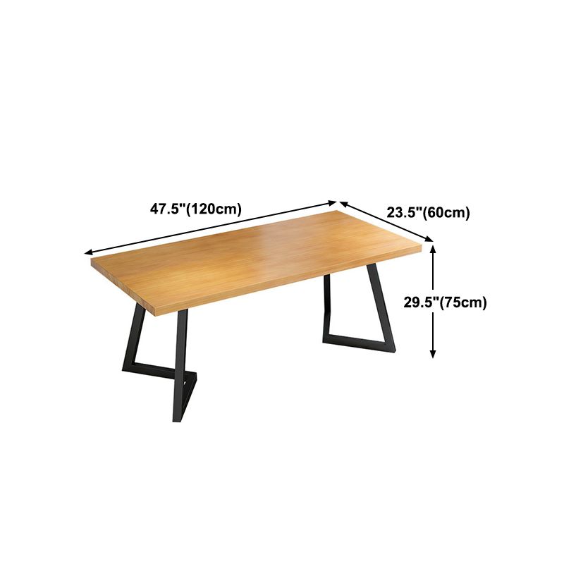 Metal Industrial Rectangle Table Pine Solid Wood Top Table with Sled Base Clearhalo 'Dining Tables & Seating' 'Dining Tables' 'dining_table' 'furn' 'furn_dining_table' 'Furniture' 'furniture_dining_table' 'Kitchen & Dining Furniture' 1200x1200_5543d537-e5e9-4fa6-a779-69e4199c1161