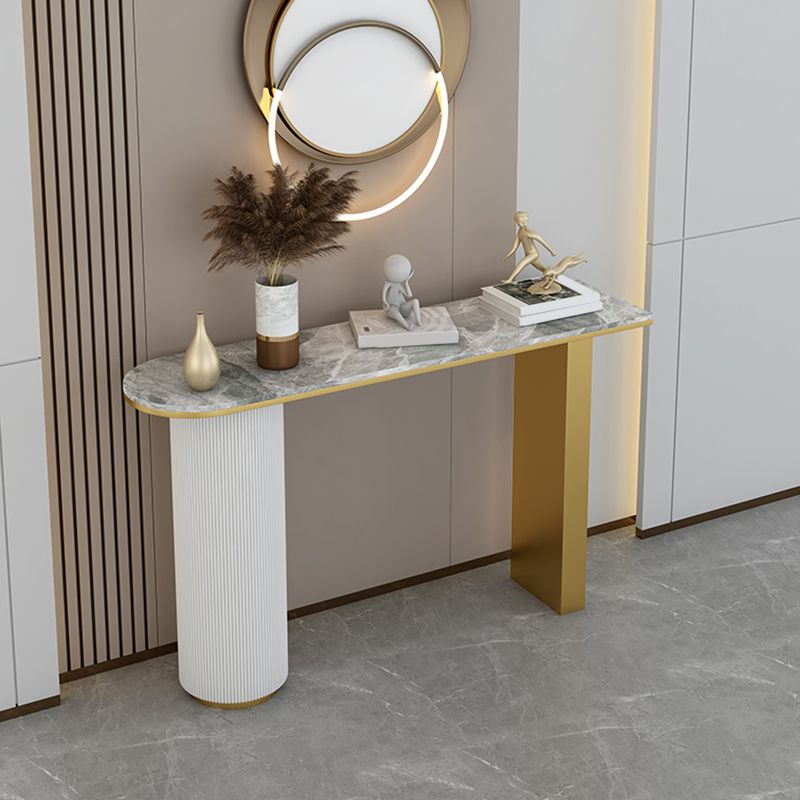 Glam Half Moon Console Table Marble Stain Resistant Scratch Resistant Console Clearhalo 'Console Tables' 'console_tables' 'Entry & Mudroom Furniture' 'furn' 'furn_console_tables' 'Furniture' 1200x1200_5545d91e-ab84-426e-9ad5-f22513b90bc8