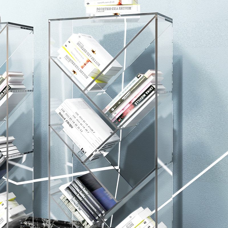 Open Back Standard Bookshelf Acrylic Bookcase with Rectangular Shelves