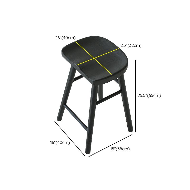 Contemporary Black Ash Solid Wood Armless Bar Stool with Footrest Clearhalo 'Bar Furniture' 'Bar Stools' 'bar_stools' 'furn' 'furn_bar_stools' 'Furniture' 'Kitchen & Dining Furniture' 1200x1200_55477c9e-3d7d-40e9-b97f-61a03ae4f47e