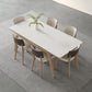 Stone Dining Table Set with Ash Wood Frame 1/4/5/7 Pcs Contemporary White Dining Set