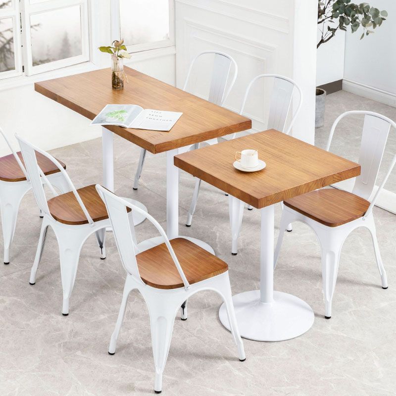Solid Wood Industrial Dining Table Brown Top Table with White Frame for Dinning Room Clearhalo ' dining_table' 'Dining Tables & Seating' 'Dining Tables' 'furn' 'furn_dining_table' 'Furniture' 'furniture_dining_table' 'Kitchen & Dining Furniture' 'kitchen&dining_furn' 'kitchen' 'kitchen_dining_table' 1200x1200_55493973-cea1-4433-8084-a58c8de93803