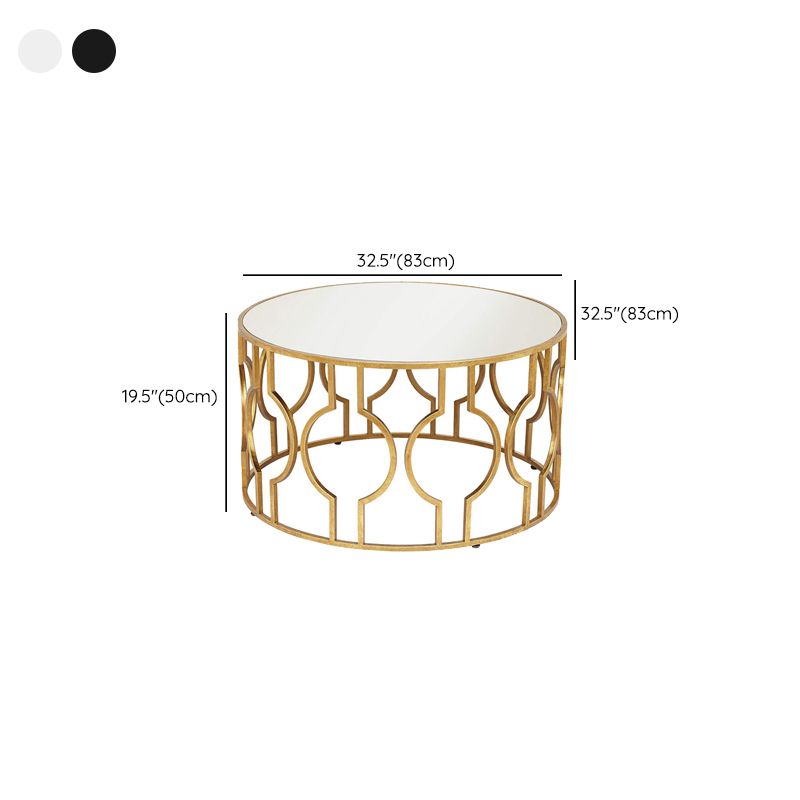 Contemporary Round Glass Coffee Table Brass Metal Frame 1 Single Cocktail Table Clearhalo 'Coffee & Accent Tables' 'Coffee Tables' 'coffee_tables' 'furn' 'furn_coffee_tables' 'Furniture' 'Living Room Furniture' 1200x1200_5549ba05-fa20-4961-9c11-ef4d6059d831