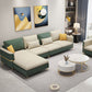 106.3" W Square Arm Sofa & Chaise, Faux Leather Sectional Sofa Clearhalo 'furn' 'furn_sectionals' 'Furniture' 'Living Room Furniture' 'Sectionals' 1200x1200_5549f627-fb53-4402-94db-a2a830207e31