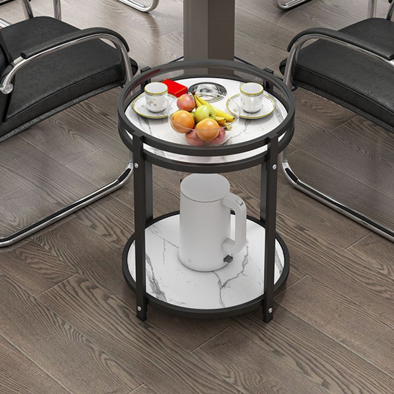 Glam Metal Storage End Table Double Tier Side Table for Living Room
