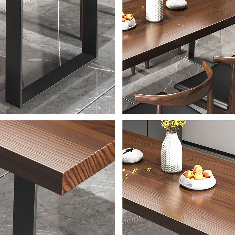 Minimalist Style Solid Wood Dining Room Set with 2 Black Metallic Legs for Kitchen Furniture Clearhalo 'Dining Room Sets' 'Dining Tables & Seating' 'dining_room_set' 'furn' 'furn_dining_room_set' 'Furniture' 'furniture_dining_room_set' 'Kitchen & Dining Furniture' 'kitchen&dining_furn' 'kitchen' 1200x1200_554a6f57-ca53-487f-81a0-05f9ad6f6618