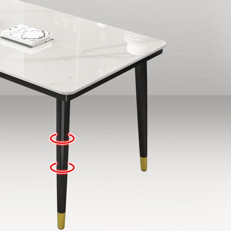 Rectangle Stone Top Dining Table Glam Style Kitchen Dining Table with 4 Legs Clearhalo 'Dining Tables & Seating' 'Dining Tables' 'dining_table' 'furn' 'furn_dining_table' 'Furniture' 'Kitchen & Dining Furniture' 1200x1200_554adf5d-c87d-42a8-acd1-52216c0f2403