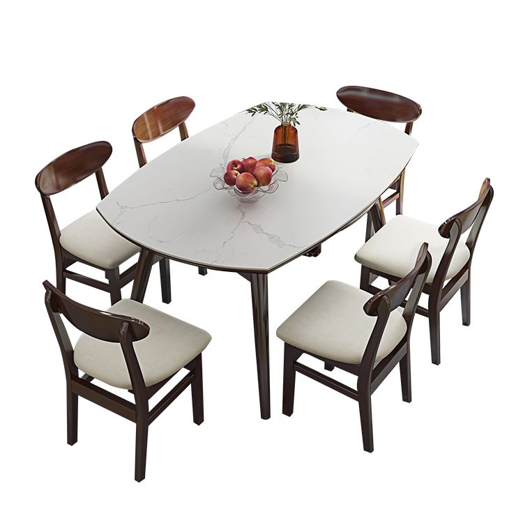 Modern Adjustable Dining Table Stone and Solid Wood Tripod Home Kitchen Table Clearhalo 'Dining Tables & Seating' 'Dining Tables' 'dining_table' 'furn' 'furn_dining_table' 'Furniture' 'furniture_dining_table' 'Kitchen & Dining Furniture' 'kitchen' 'kitchen_dining_table' 1200x1200_554bc7a6-f4d5-4a89-b6e2-49be5dd86c01