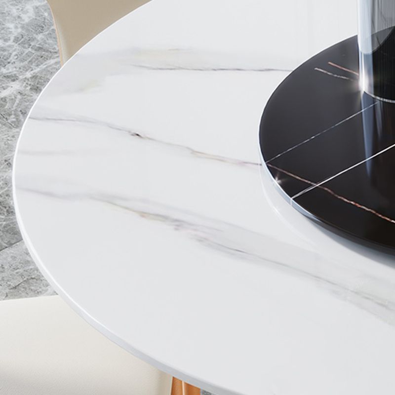 Modern 1/3/4/7 Pieces Round Dining Set Sintered Stone Dining Table with Leather Chairs Clearhalo 'Dining Room Sets' 'Dining Tables & Seating' 'dining_room_set' 'furn' 'furn_dining_room_set' 'Furniture' 'furniture_dining_room_set' 'Kitchen & Dining Furniture' 'kitchen&dining_furn' 'kitchen' 1200x1200_554c704c-94b8-4a8b-995a-bb5a060e8463