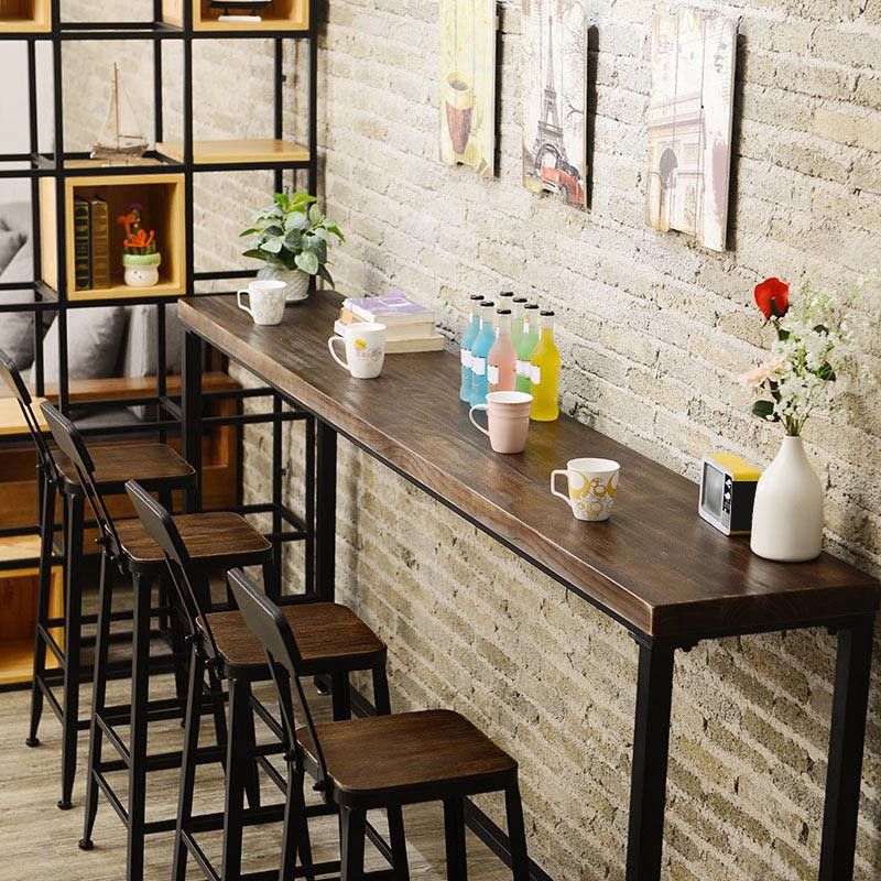 Tavolo da bar del patio rettangolo di rettangolo di rettangolo tavolo da cocktail marrone