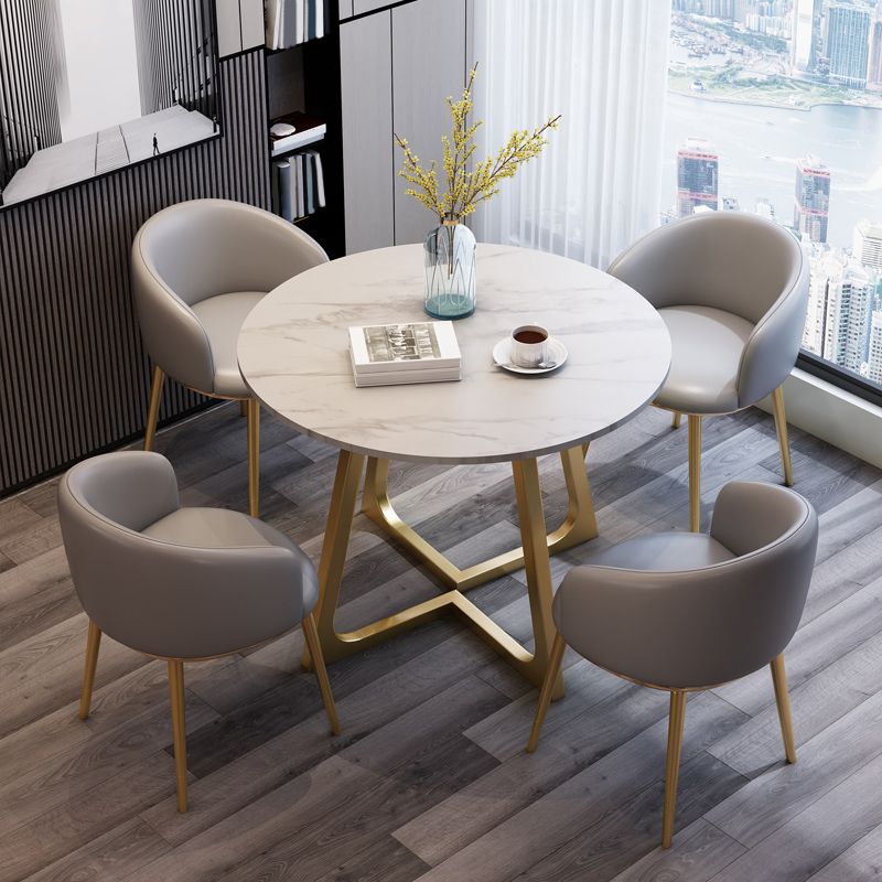 Sintered Stone Top Modern White Table for Restaurant Round Dining Table with Pedestal Base Clearhalo 'Dining Tables & Seating' 'Dining Tables' 'dining_table' 'furn' 'furn_dining_table' 'Furniture' 'furniture_dining_table' 'Kitchen & Dining Furniture' 'kitchen' 'kitchen_dining_table' 1200x1200_554fe16f-4a3f-4750-a5c6-4cb10bace96b