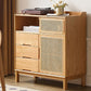 Solid Wood Dining Server Modern Style Rattan Door met 3 laden