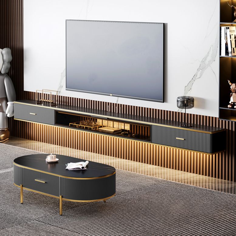 Glam Stone Wall-mounted TV Stand 2 Drawers and 1-Door TV Cabinet Clearhalo 'furn' 'furn_tv_stands_entertainment_centers' 'Furniture' 'Living Room Furniture' 'TV Stands & Entertainment Centers' 'TV Stands & Media Storage Furniture' 'tv_stands_entertainment_centers' 1200x1200_55545a34-64ba-4ae0-89b7-97c8db790d81