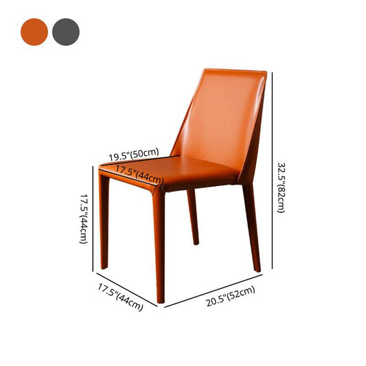Modern Leather Dining Armless Chair Metal Dining Room Chairs for Home Use Clearhalo ' kitchen&dining_furn' 'Dining Chairs' 'Dining Tables & Seating' 'dining_chair' 'furn' 'furn_dining_chair' 'Furniture' 'furniture_dining_chair' 'Kitchen & Dining Furniture' 'kitchen' 1200x1200_5555f378-b78c-4ba8-bfec-f2dcf20e71e7