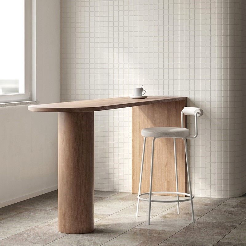 Industrial Wood Bar Table with Specialty Table Top Double Pedestal Table - 41.3" H Clearhalo 'Bar Furniture' 'Bar Tables' 'bar_tables' 'furn' 'furn_bar_tables' 'Furniture' 'furniture_bar_tables' 'Kitchen & Dining Furniture' 1200x1200_5556c9bb-1516-45a0-860a-35a6320918ec