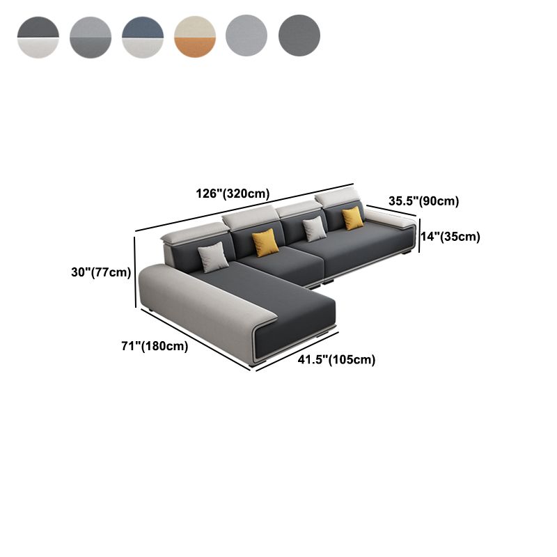 30.3"H Modern Faux Leather Square Arm Sofa & Chaise for Living Room Clearhalo 'furn' 'furn_sectionals' 'Furniture' 'Living Room Furniture' 'Sectionals' 1200x1200_55574c66-f36f-4d29-8f8b-7f4e6f30b2fe