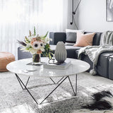 Frame Base Coffee Table Round Black/White Stone Cocktail Table Clearhalo 'Coffee & Accent Tables' 'Coffee Tables' 'coffee_tables' 'furn' 'furn_coffee_tables' 'Furniture' 'furniture_coffee_tables' 'Living Room Furniture' 1200x1200_5557525b-8c82-49b3-875f-c3a6488fa651