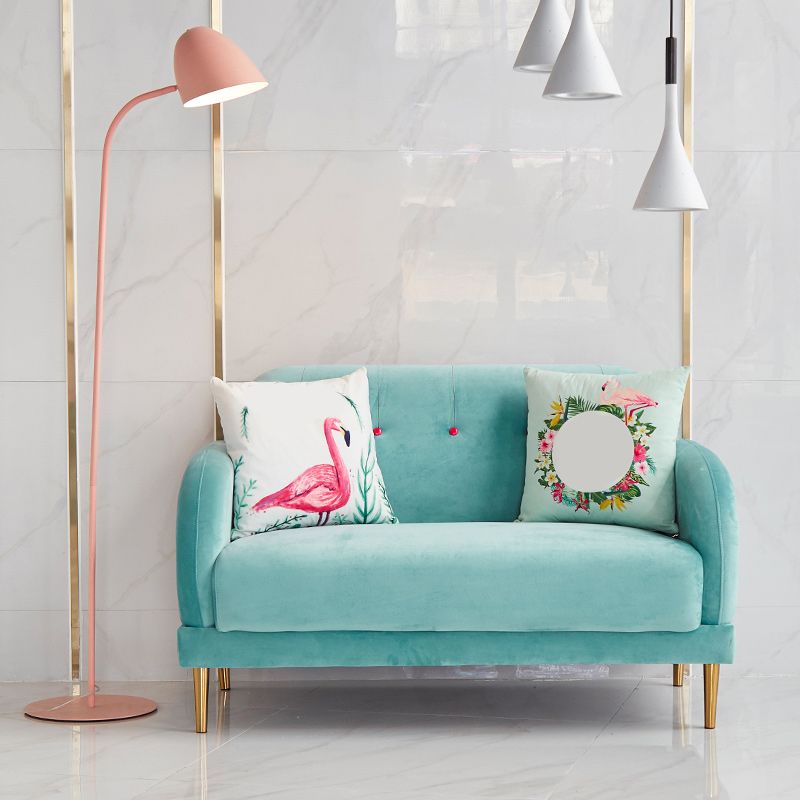 Contemporaneo 34.25 "H divano braccio quadrato in velluto a colore solido per soggiorno