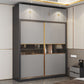 Grey Engineered Holzgarderobe Kabinett zeitgenössischer Kleiderschrankschrank