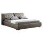 Contemporary Genuine Leather Bed Frame Standard Bed with Upholstered Headboard
