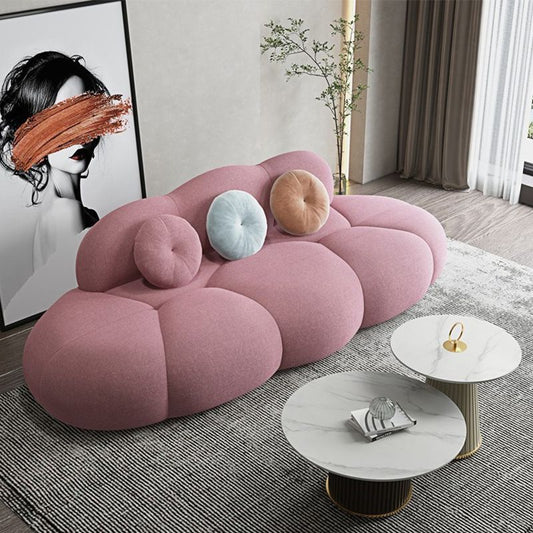 Divano curvo senza braccio contemporaneo di divano di lana con schiena stretta per soggiorno