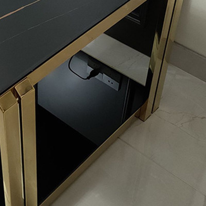 Mesa lateral de acero inoxidable cuadrado Mesa auxiliar de un solo estante negro/blanco