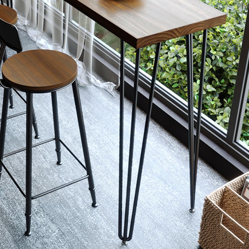 Pine Wood Bar Dining Table Industrial Rectangle Bar Table with 4 Legs Pedestal for Balcony Clearhalo 'Bar Furniture' 'Bar Tables' 'bar_tables' 'furn' 'furn_bar_tables' 'Furniture' 'furniture_bar_tables' 'Kitchen & Dining Furniture' 1200x1200_555f43e0-af9d-4994-8425-812d9f60aeb2