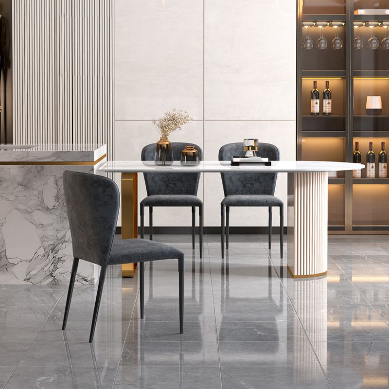 Sintered Stone Dining Table Traditional Luxury Table with Metal Base for Kitchen Clearhalo 'Dining Tables & Seating' 'Dining Tables' 'dining_table' 'furn' 'furn_dining_table' 'Furniture' 'Kitchen & Dining Furniture' 1200x1200_555f8855-85e6-42ab-bd4a-4928c8bc788a