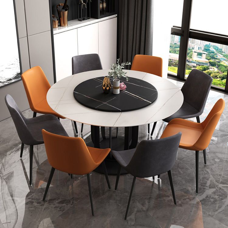 Round Stone Top Dining Table Contemporary Dining Table with Metal Pedestal Base Clearhalo 'Dining Tables & Seating' 'Dining Tables' 'dining_table' 'furn' 'furn_dining_table' 'Furniture' 'Kitchen & Dining Furniture' 1200x1200_5562096a-d9dd-412f-9307-19528b8345b8