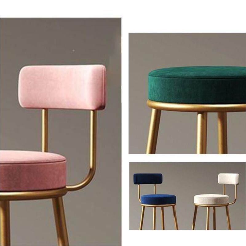 Taburetes de bar de estilo glam para bares tapizados para bares para comedor con marco dorado