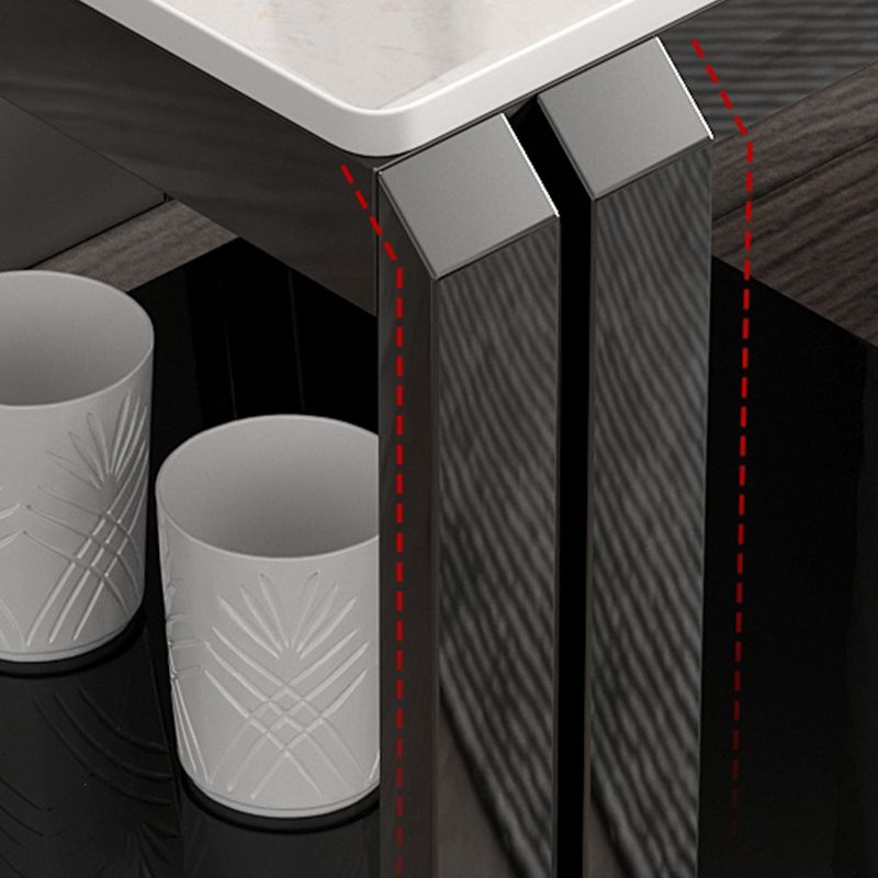 Modern Grey 58/52 Tall End Table Square Slate Top Block Side Table with Storage