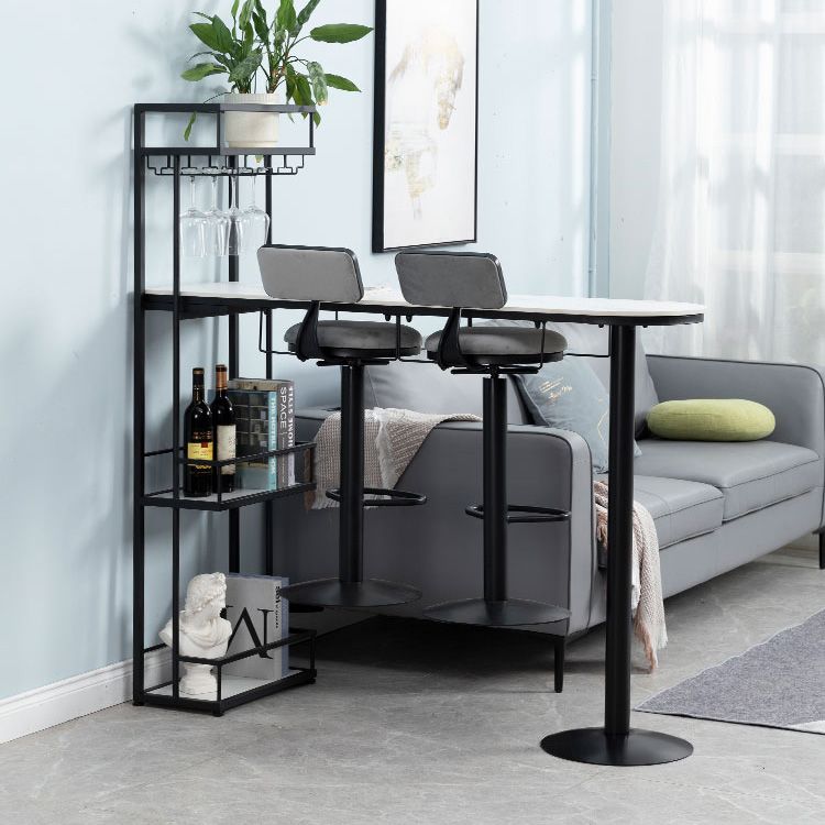 Contemporary Stone Bar Table Set 1/3 Pcs Metal Base Bar Table with Adjustable Stools Clearhalo 'Bar Furniture' 'furn' 'furn_home_bar_bar_sets' 'Furniture' 'Home Bars & Bar Sets' 'home_bar_bar_sets' 'Kitchen & Dining Furniture' 1200x1200_5566050f-2bd5-4fd1-b3df-bf846df6b08c