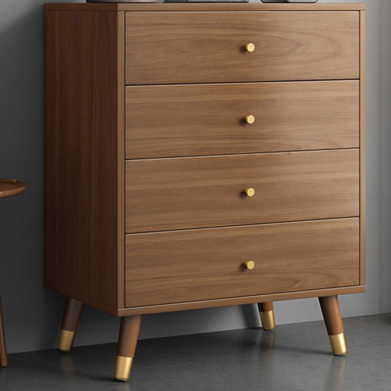 Coffre brun du milieu du siècle avec des tiroirs et des jambes droites 23,62 "de long