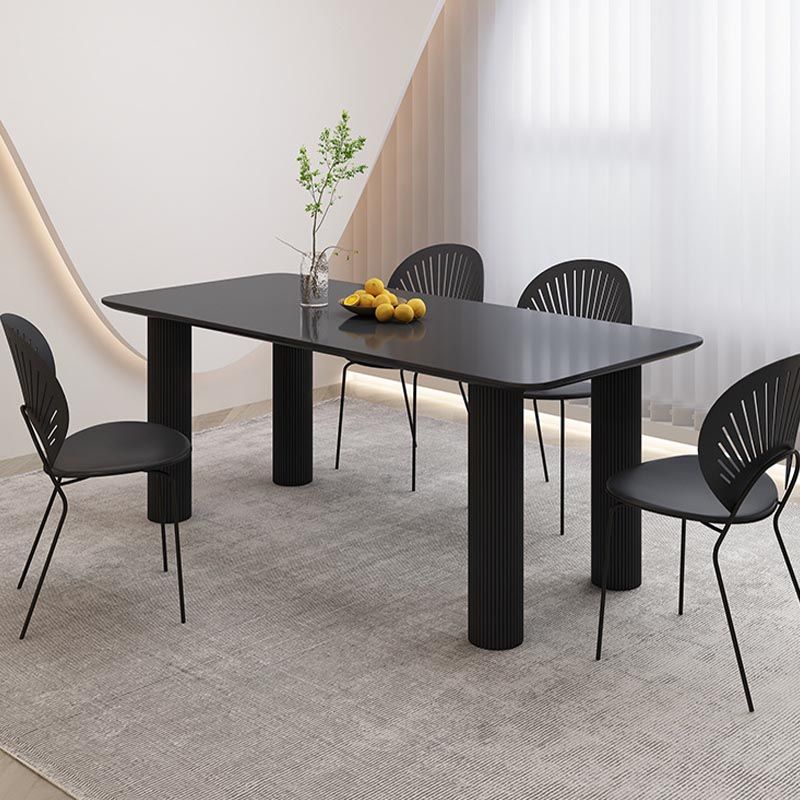 Modern Rectangle Dining Room Collection Stone and Wood Fixed Dinner Table Clearhalo 'Dining Tables & Seating' 'Dining Tables' 'dining_table' 'furn' 'furn_dining_table' 'Furniture' 'Kitchen & Dining Furniture' 1200x1200_55667ee3-c2e0-4808-abc5-6eacb8f970dc