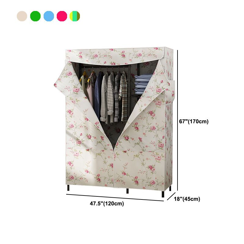 Armoire de garde-robe contemporaine Armoire de cadre en métal avec canne de vêtements et étagères pour la maison